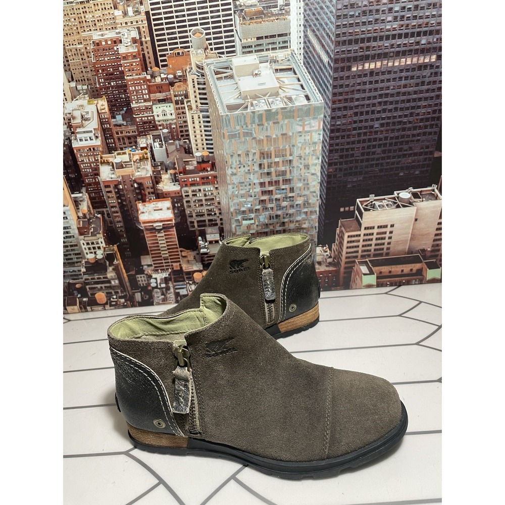 Sorel Womens Major Low Suede Side Zip Flat Ankle Boots Ankle Booties sz 6.5 - Picture 2 of 10